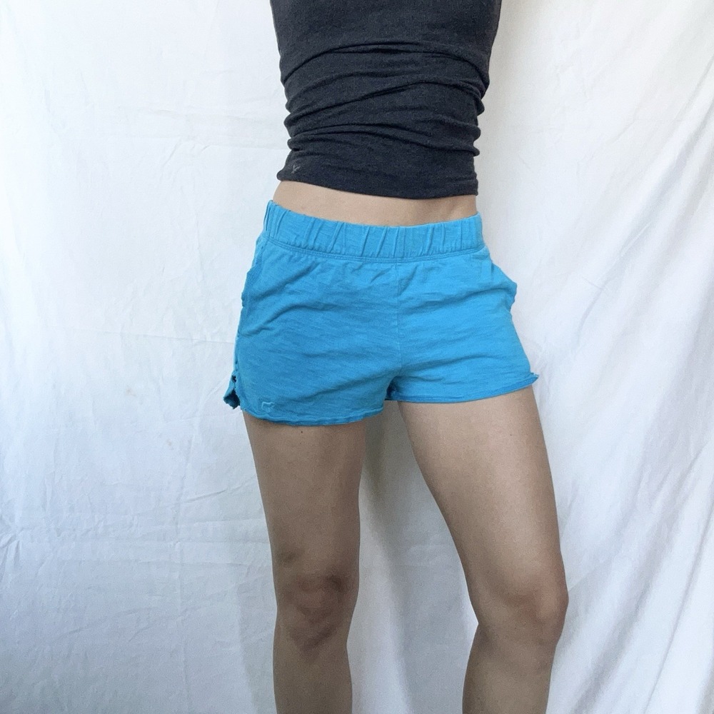 Victoria's Secret PINK Aqua Blue Mid Rise Shorts Logo Y2K Angel